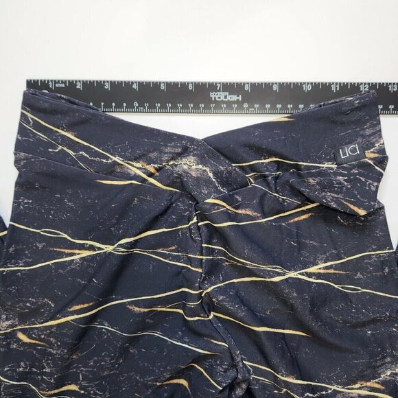 LiCi Fit Butt Scrunch‎ V Front Leggings Womens XXL 16-18 US Black Gold Marble - Picture 5 of 8